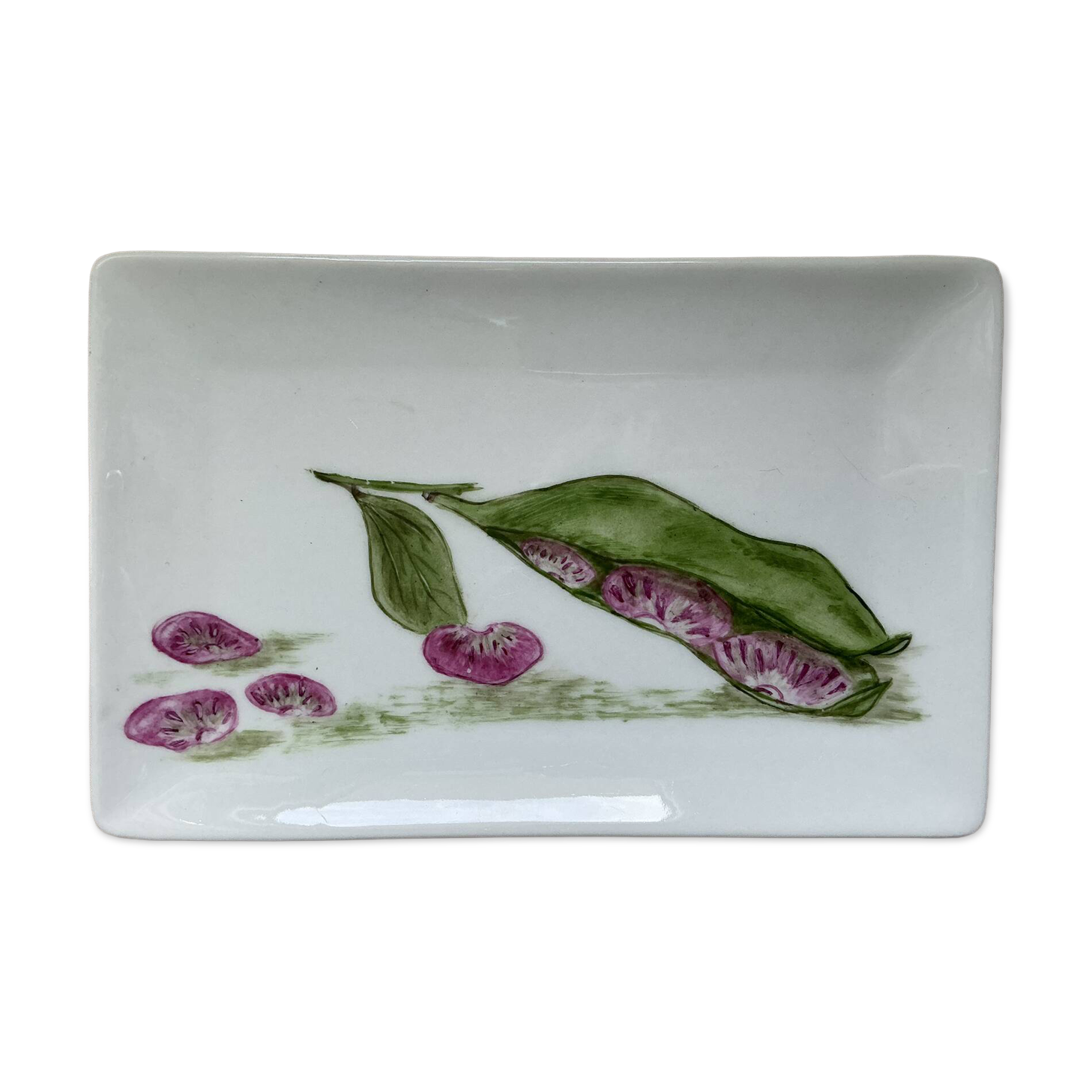 Small botanical porcelain tray hand-painted – bean design