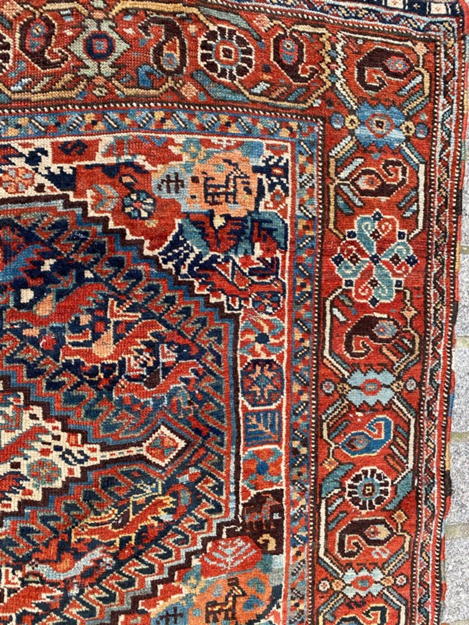 Ancient persian ghashghai carpet 130x182 cm