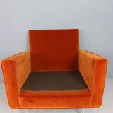 Pair of 1st edition easy chairs 25 BC by Florence Knoll in velvet, 1950s