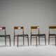 Mid-Century Palisander Dining Chair with Lether, 1950s, Set of 4