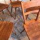 Set of 6 vintage solid wood chairs with compass legs 1960's
