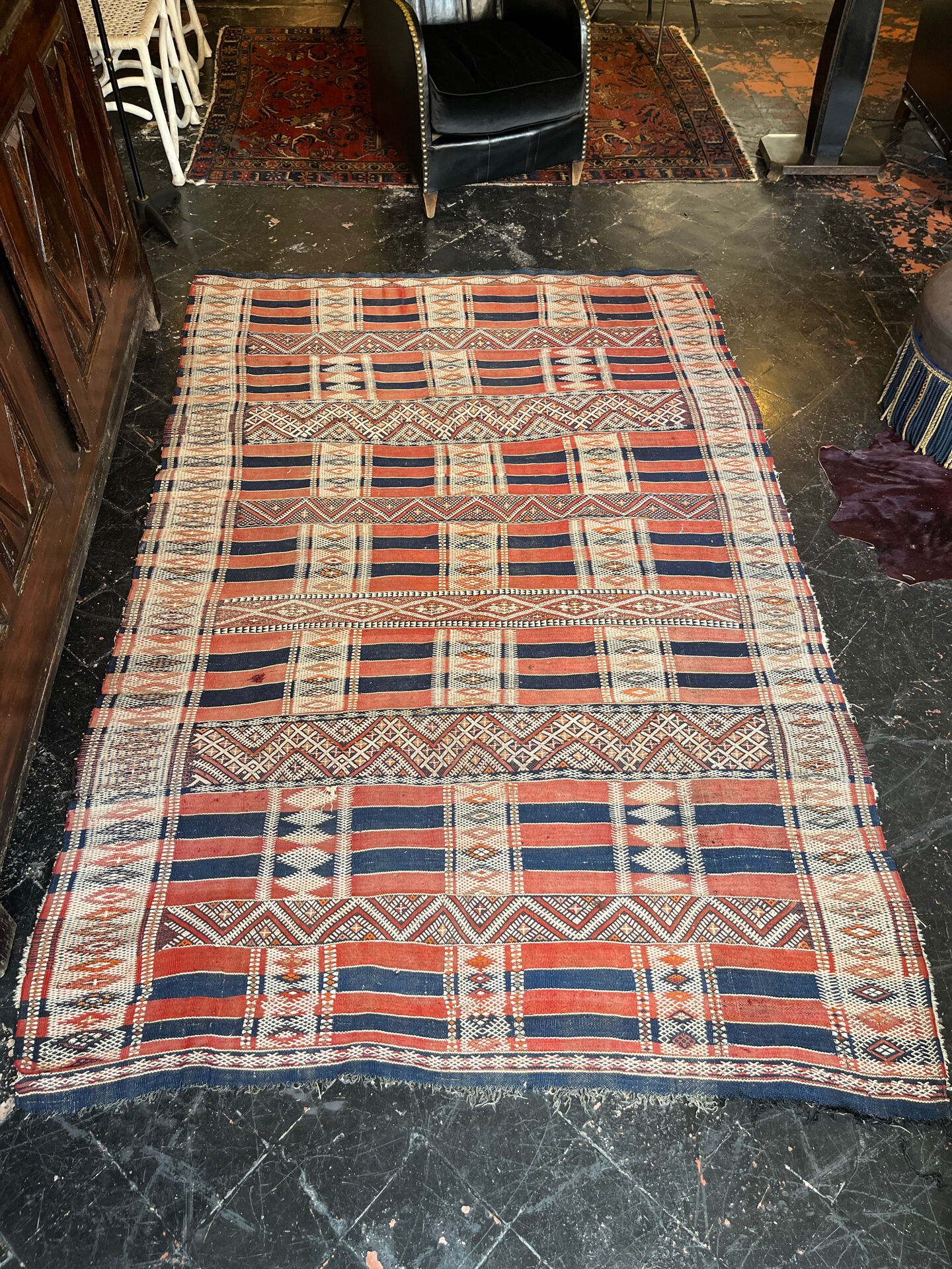 19th-century antique carpet