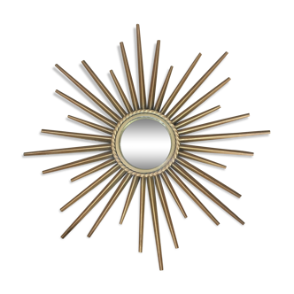 Curved mirror sun Chaty Vallauris gold metal diameter 40cm