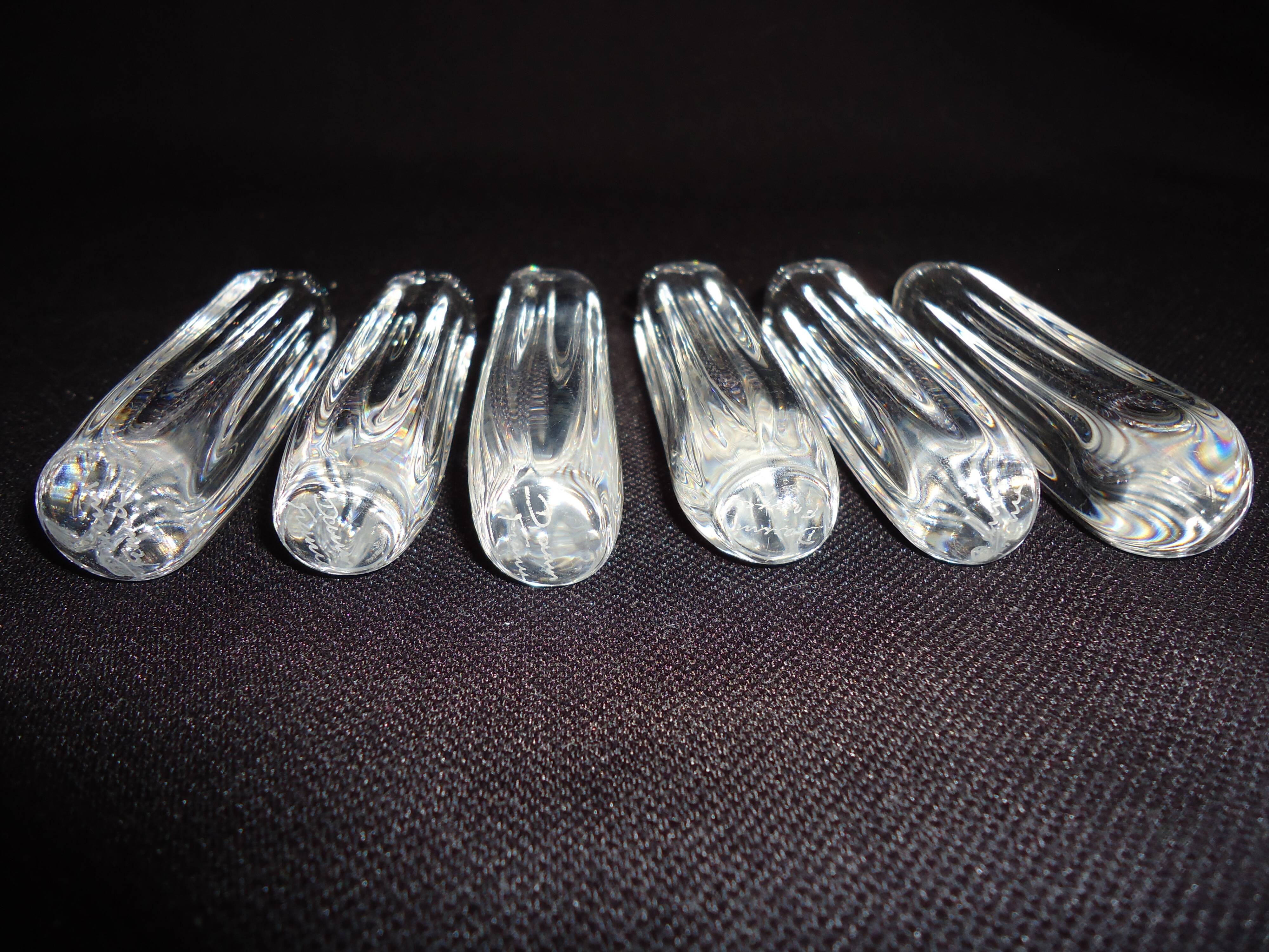 Set of six crystal knife rests, signed DAUM