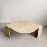Teardrop travertine coffee table