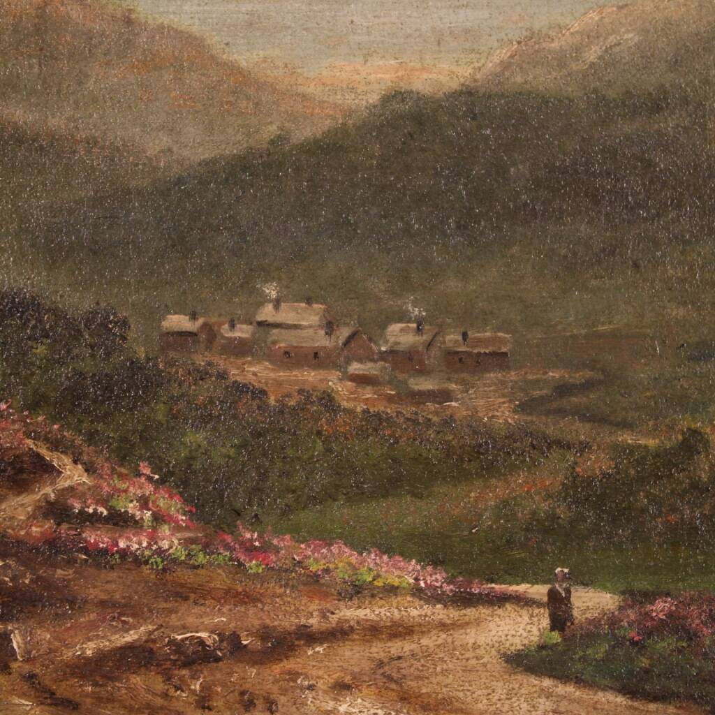 Small romantic landscape French painting from the 1920s