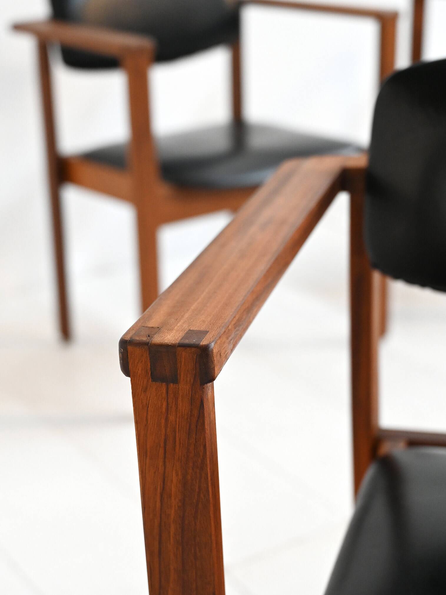 Teak and leather chairs, Denmark 1960s