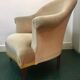 Fauteuil crapaud velours vintage crème
