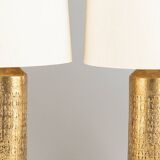 Paire de lampes en céramique Bitossi à glaçure dorée, Italie, 1970