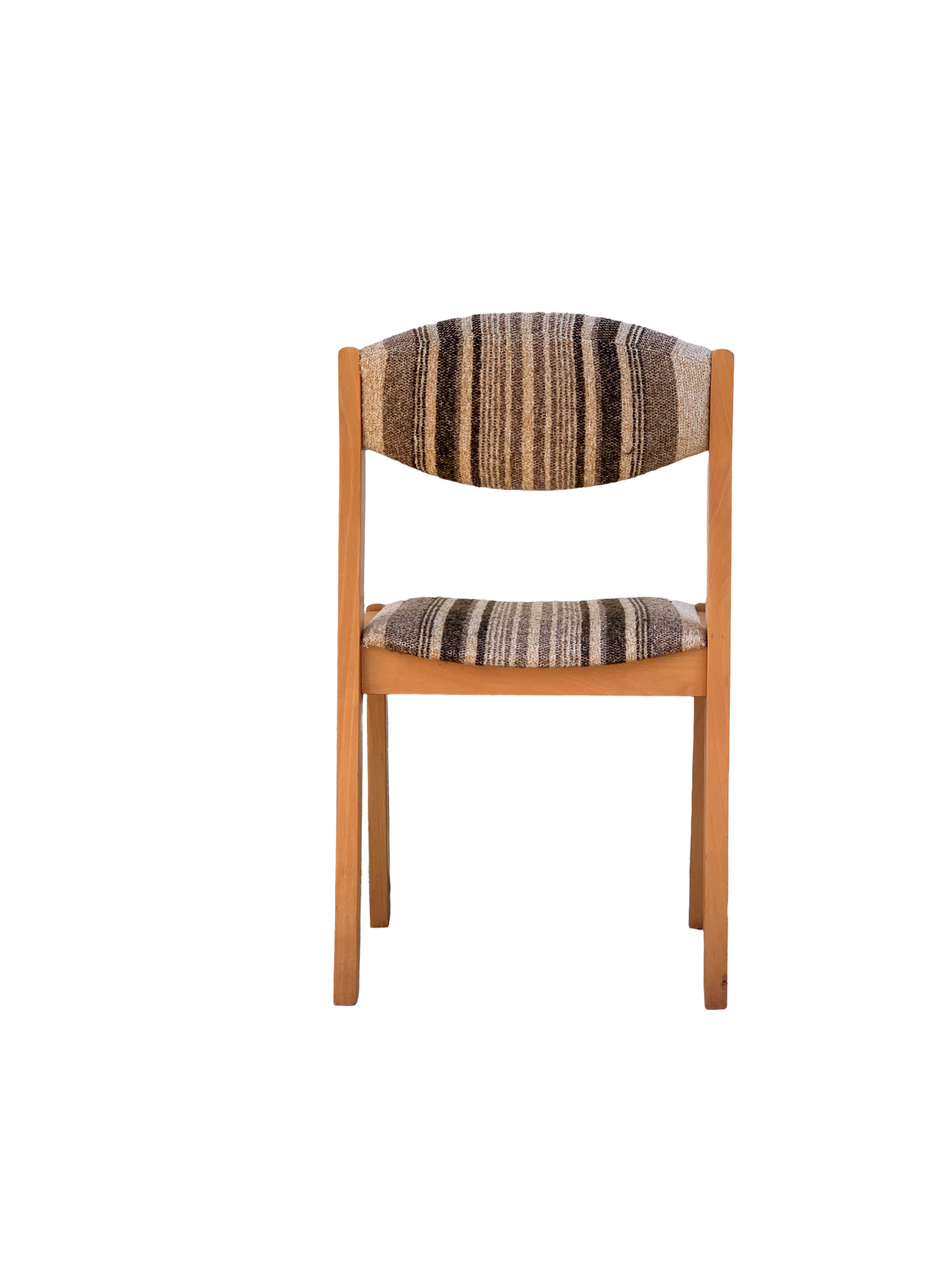 Suite of 4 chairs self beech brass and wool 1960