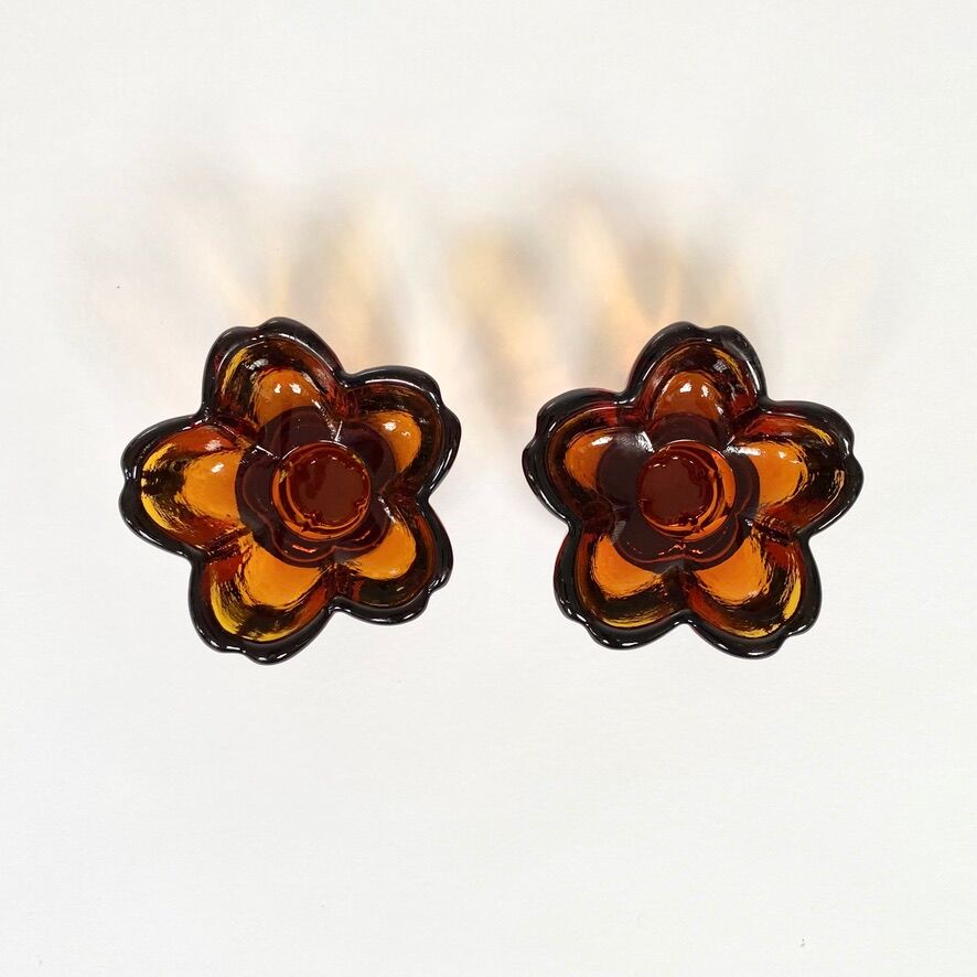 Vintage glass candlesticks from the 70s
