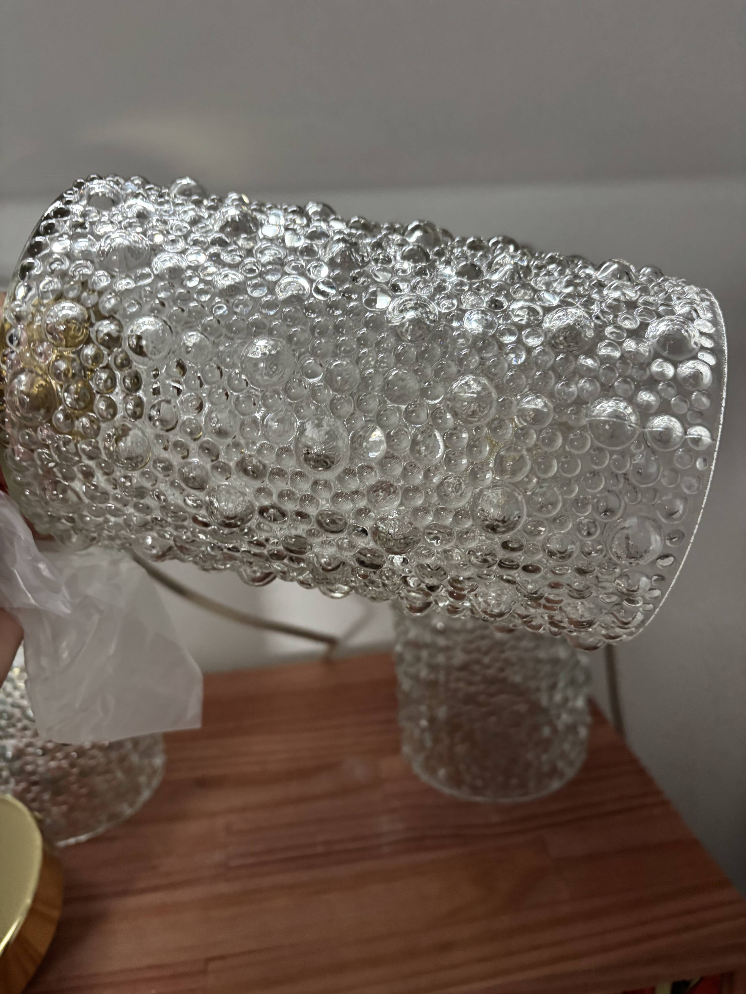 Lot de trois suspensions en verre bullé vintage