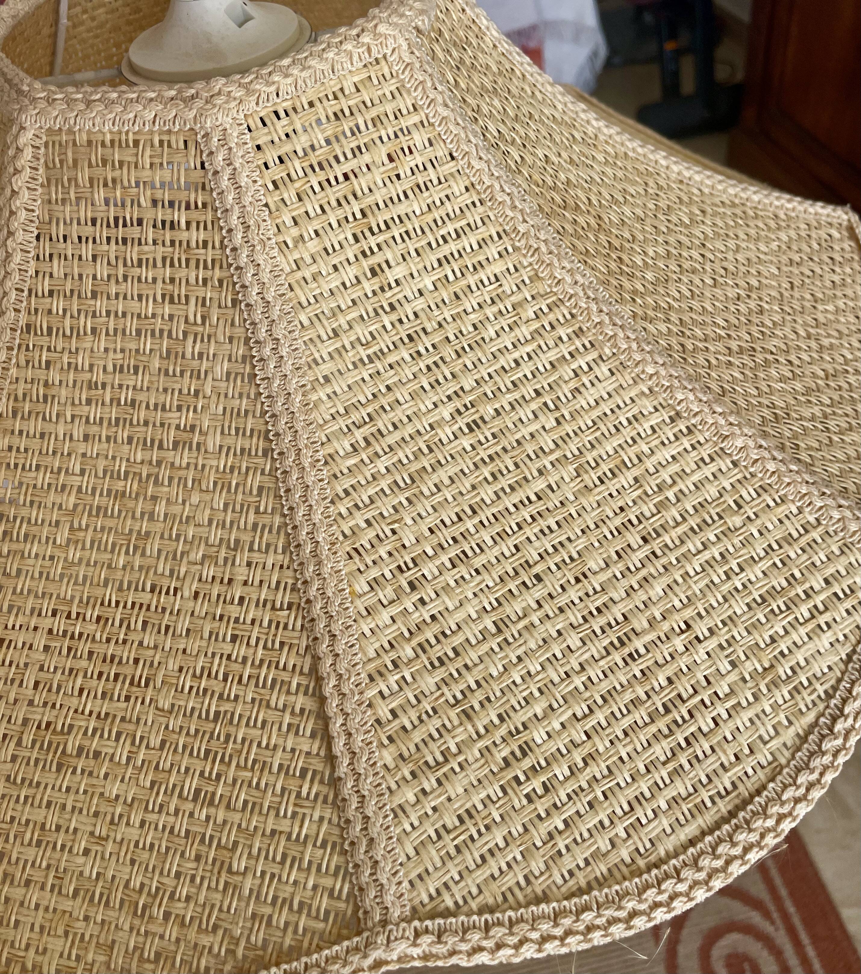 Vintage 1970s woven wicker pendant light
