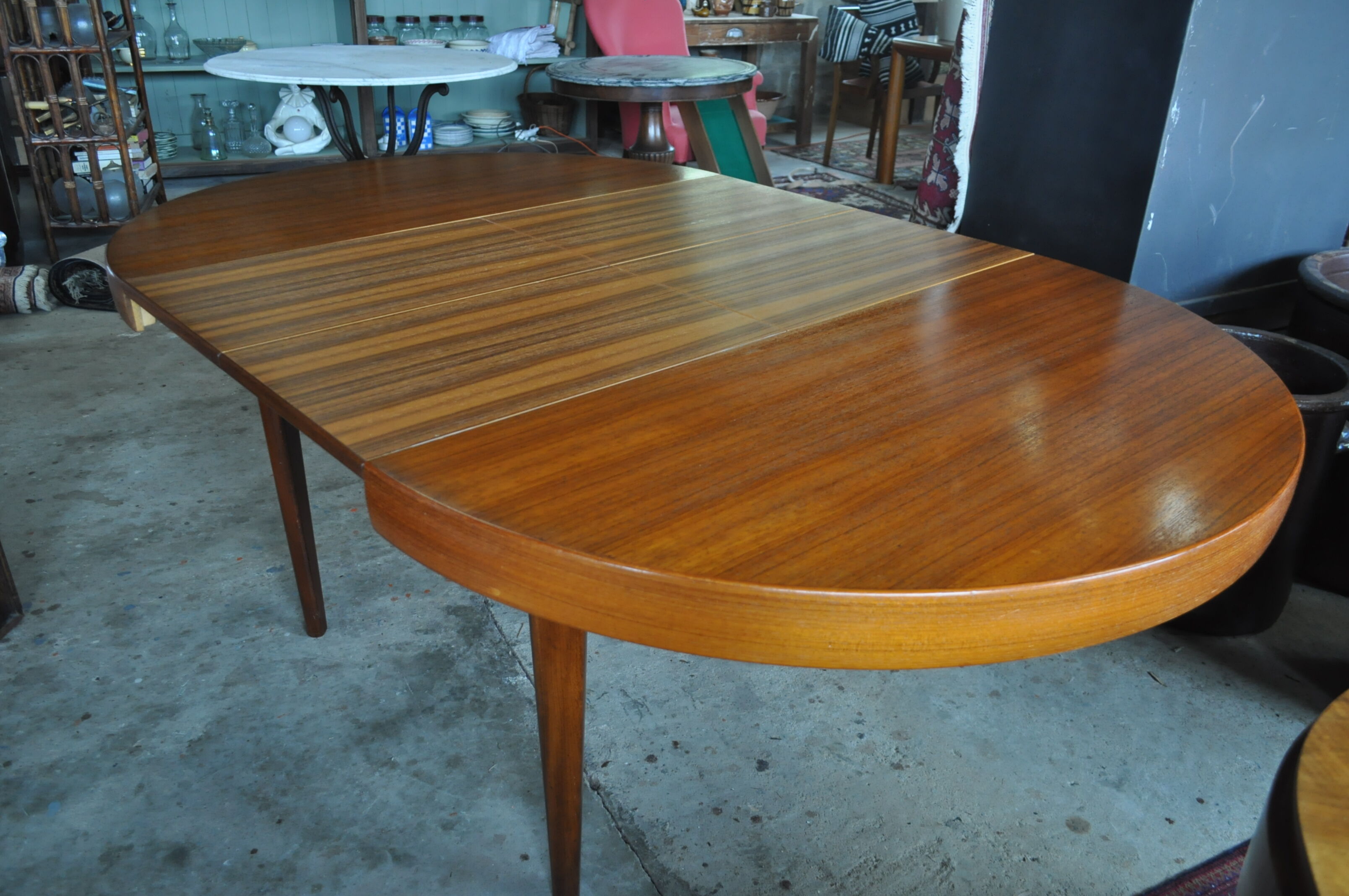 Scandinavian round extending table.