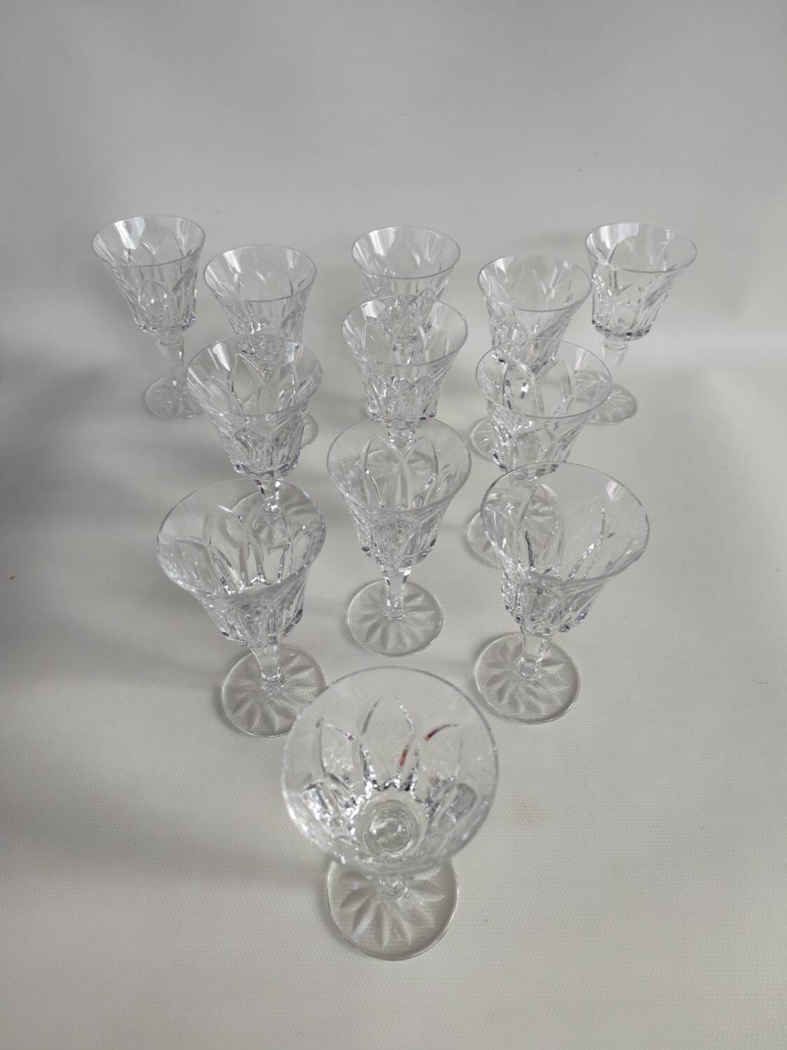 12 Saint Louis crystal glasses, Camargue model, circa 1970.