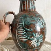 Vase en céramique fait main Mongolfier, signé Yvon Roy 1960