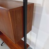 Italian bookcase vintage modular double shelf in teak and metal from the 60s
