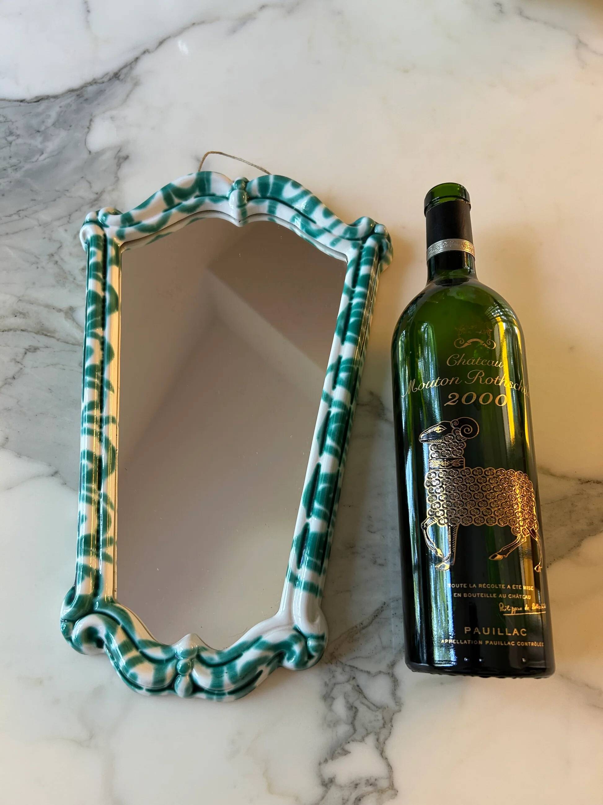 Miroir en céramique vert et blanc par Gmundner Keramik, Autriche, années 1960