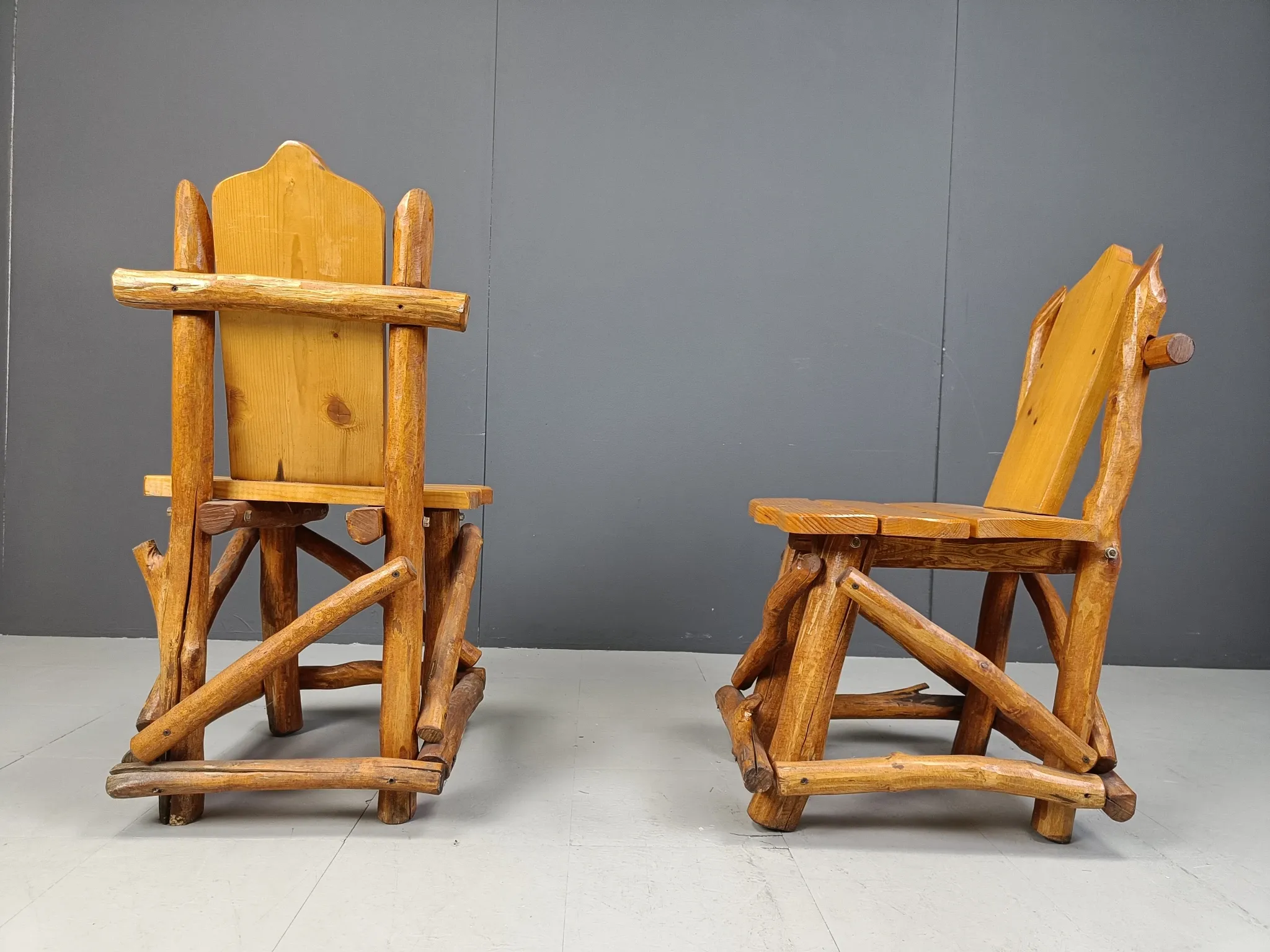 Vintage brutalist dining chairs, set of 4 - 1960s