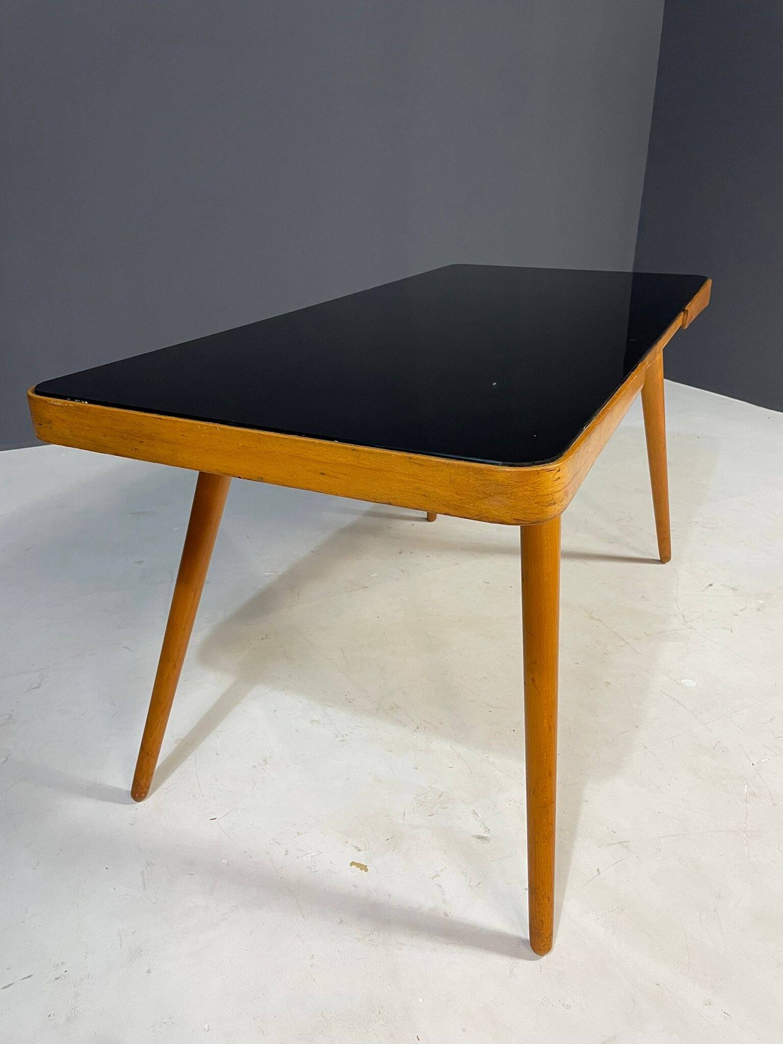 Mid-Century Coffee Table by Interiér Praha with Opaxite Glass Top, 1960s