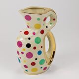 Boch Frères Pichet / Mid-Century Jug in Gold and Polka Dots, Belgium, 1950s