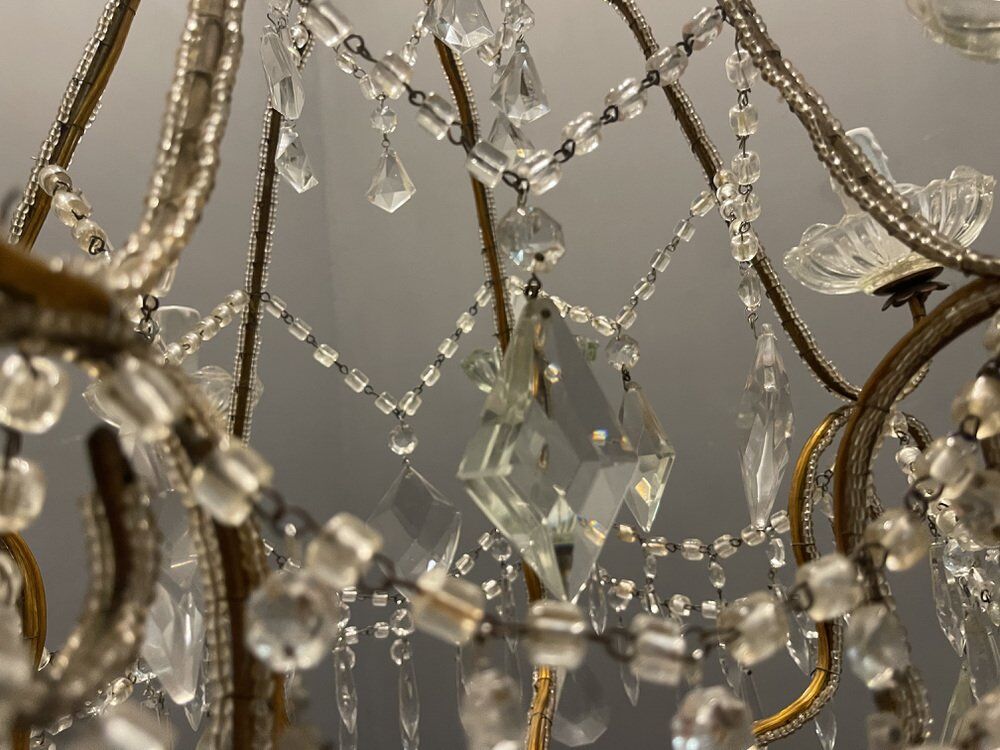 Italian vintage crystal beaded chandelier