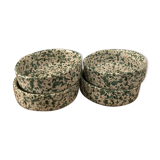 4 green speckled ramekins