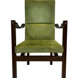 Vintage armchair solid wenge design 60s leather armrests design