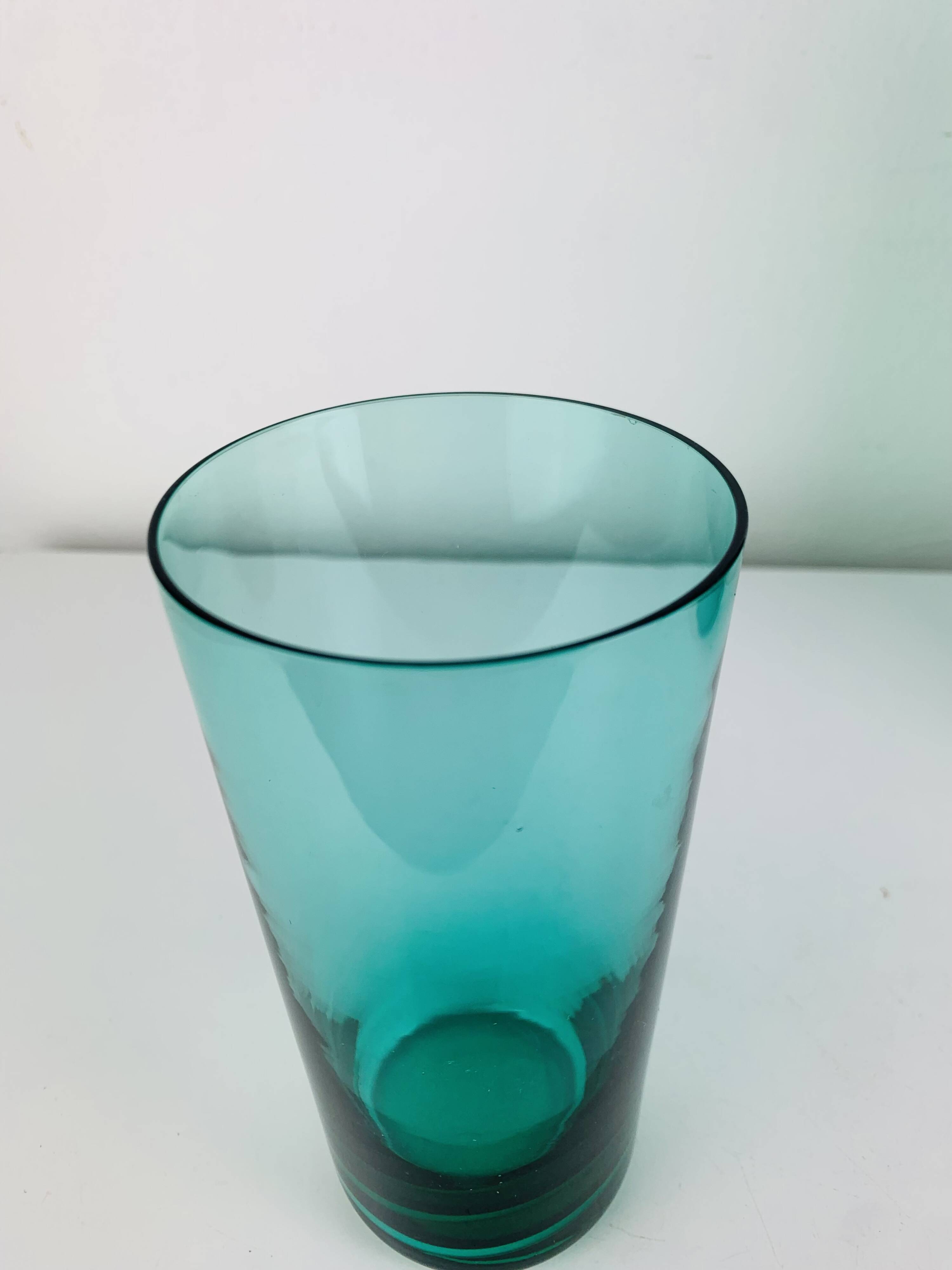 Service à orangeade en verre soufflé artisanal, années 60, carafe et verres