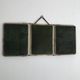 Miroir triptyque barbier doré vert anglais vintage 1930 - 24 x 57 cm