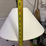 Terracotta foot lamp and fabric lampshade