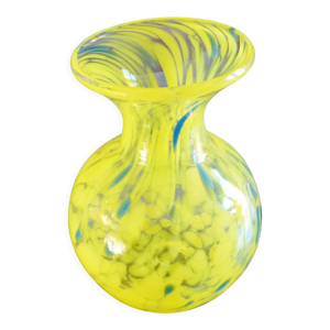 vase boule en verre soufflé - jaune