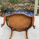 Bergère armchair Louis XV blue silk fabric embroidered