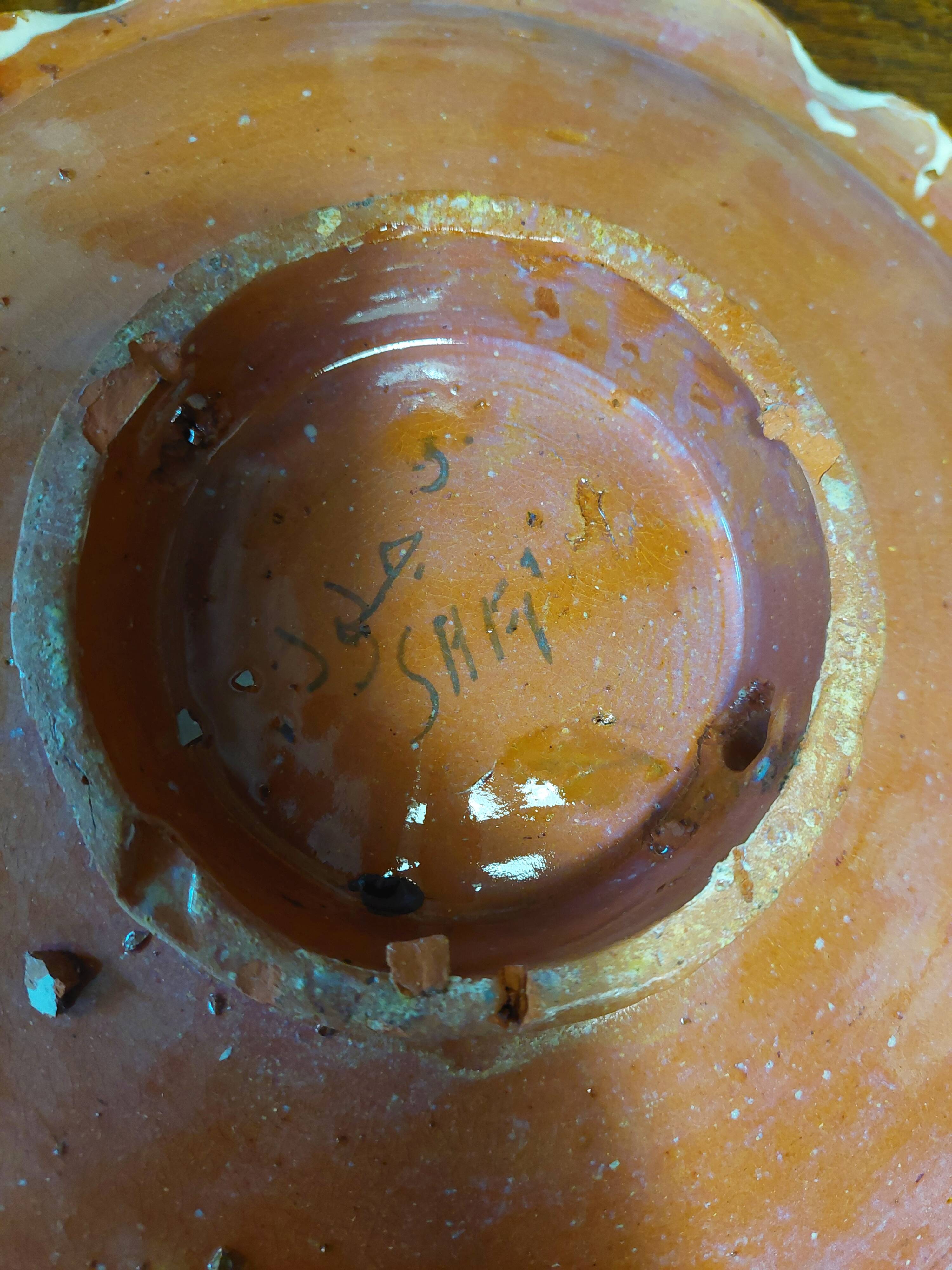 Antique ceramic dish, Morocco, Safi, signed