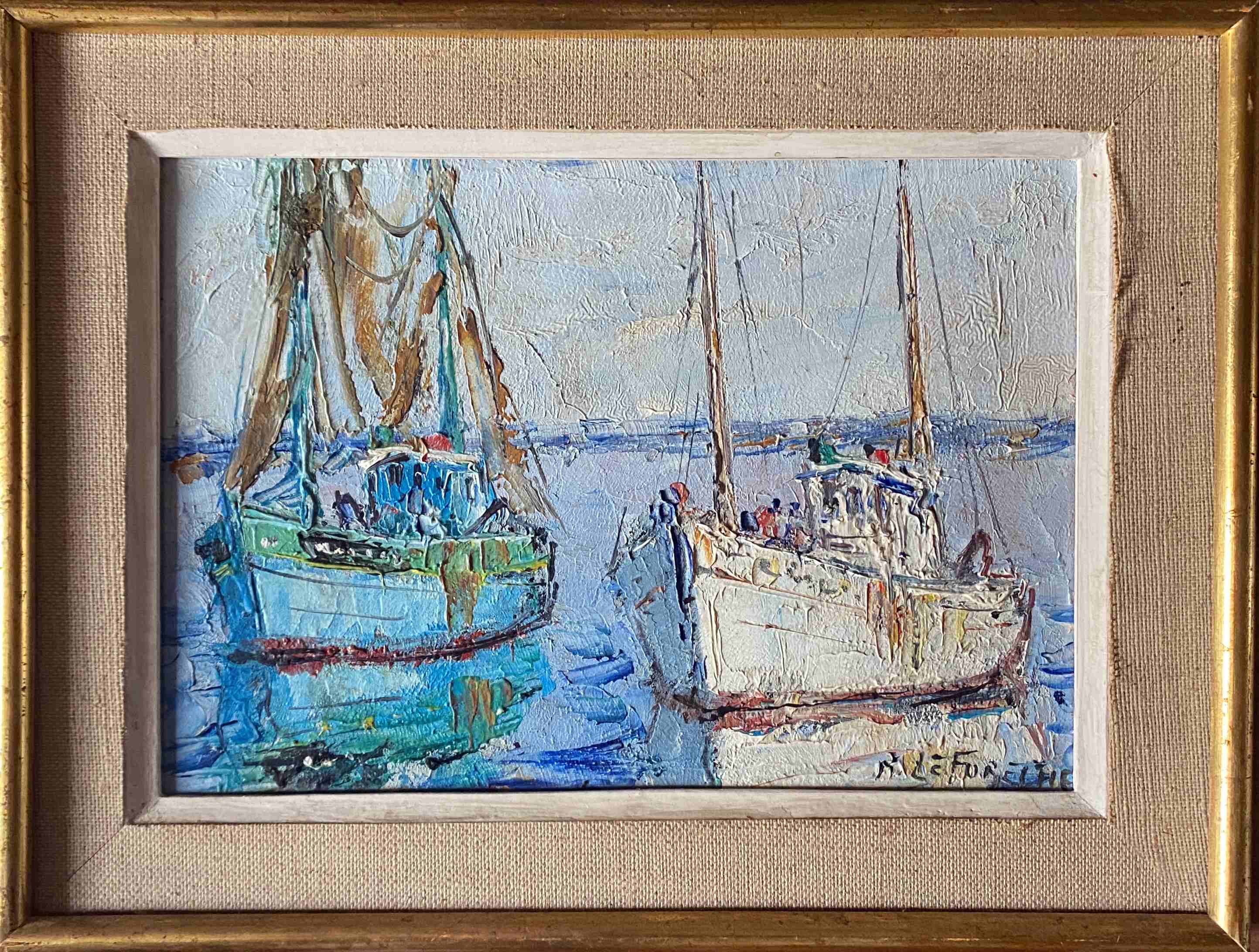 Painting signed René Leforestier and frame