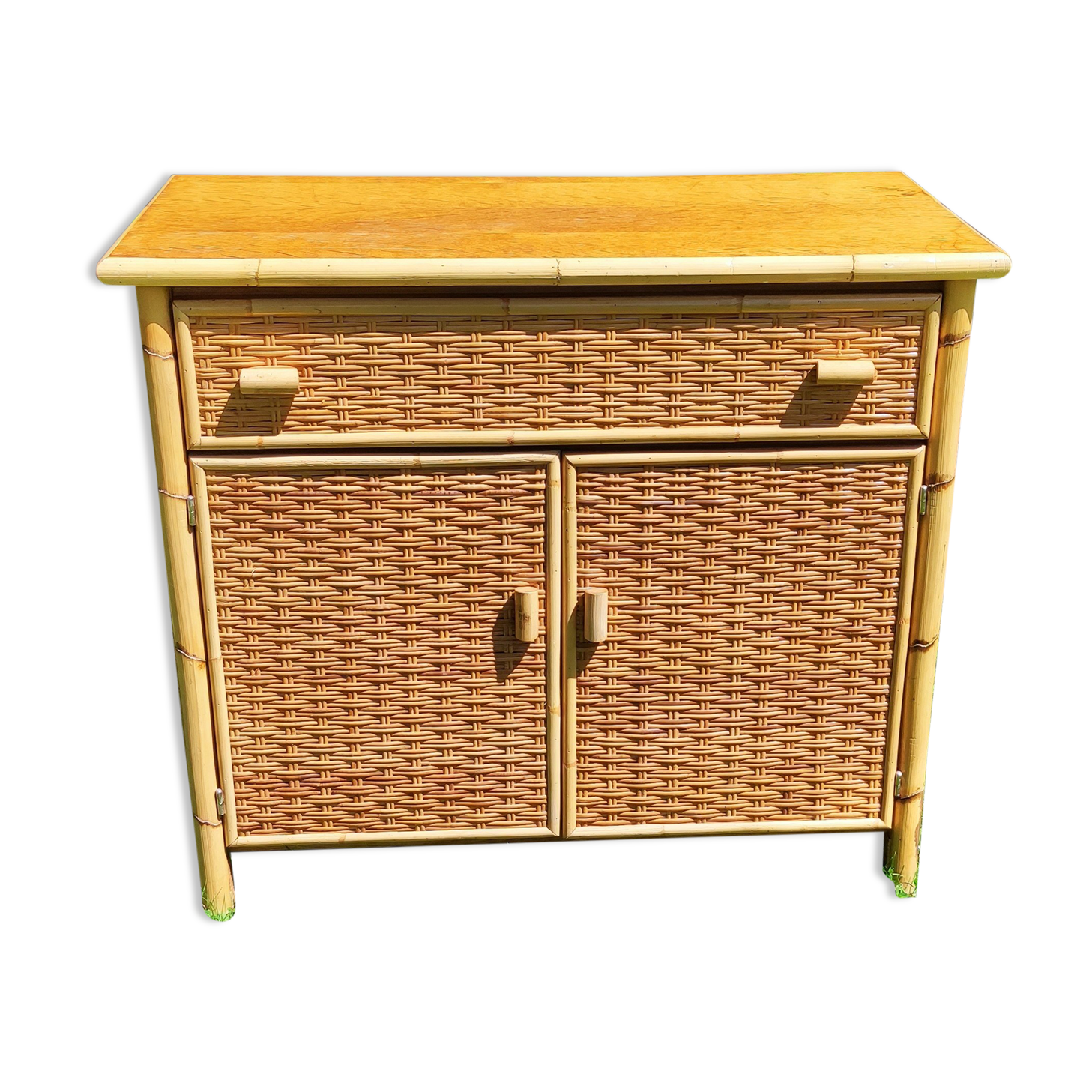 Meuble vintage en rotin et bambou Selency