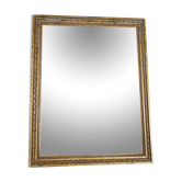 Ancien miroir style Louis XVI bois stuc, glace biseautée 27x21 cm Bon état SB