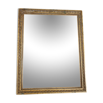 Ancien miroir style Louis XVI bois stuc, glace biseautée 27x21 cm Bon état SB