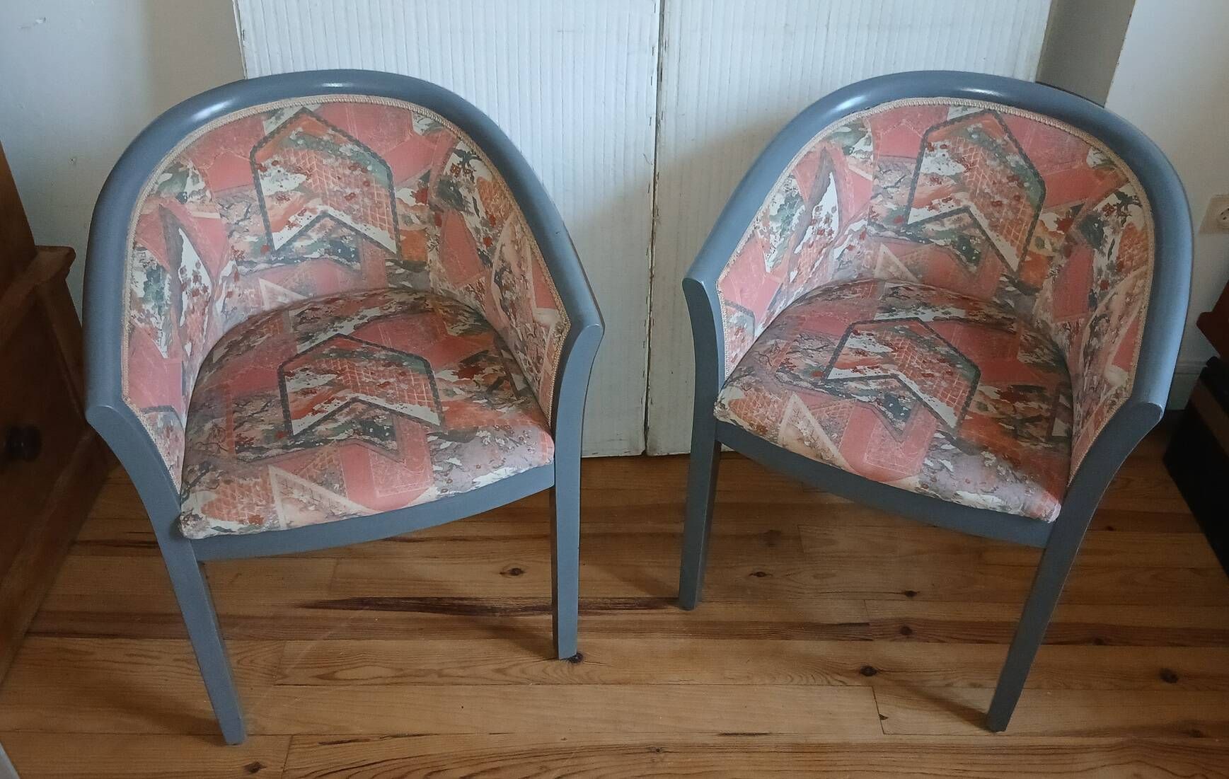 Pair of Art Deco Rosello barrel chairs
