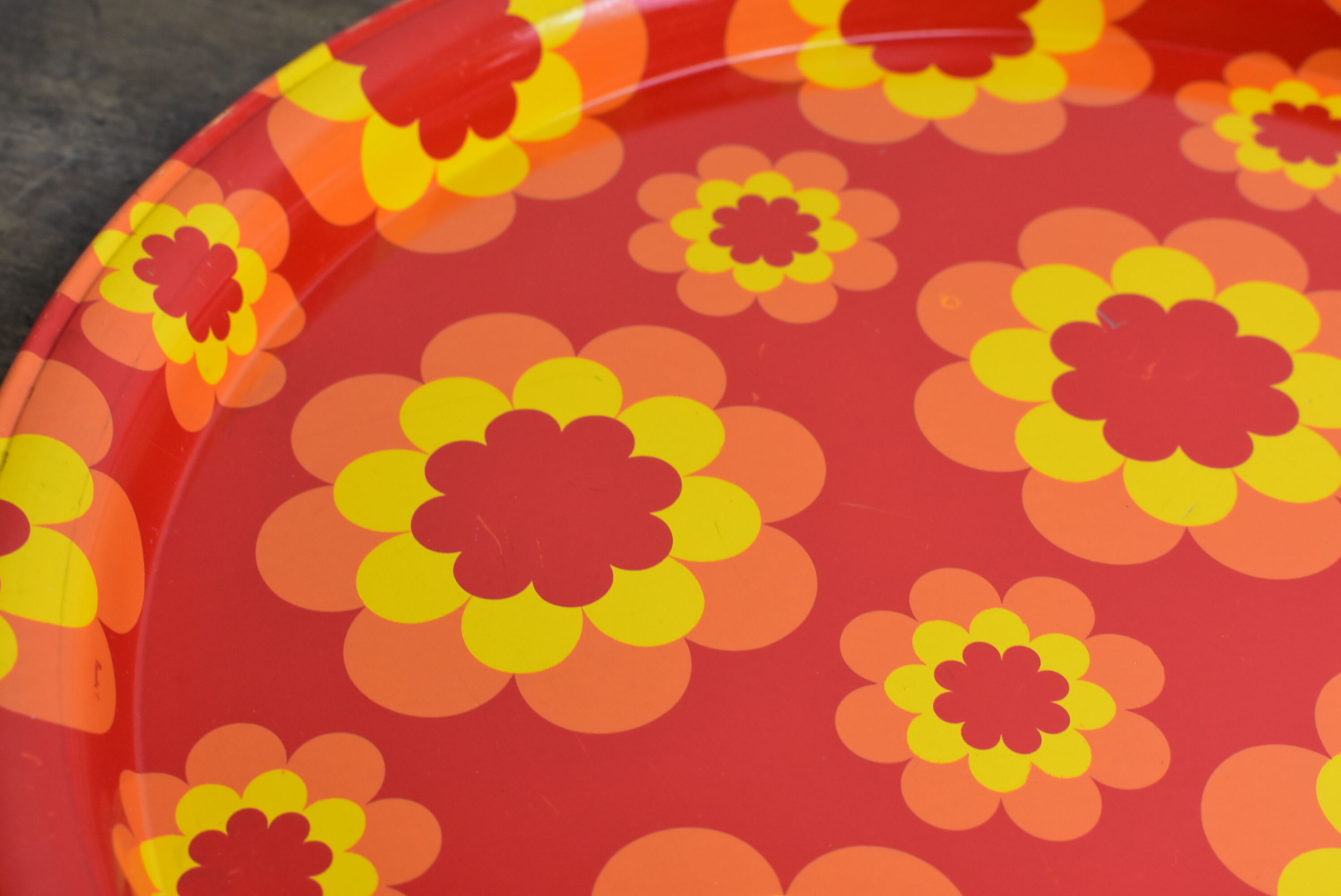 Vintage orange flower tray.