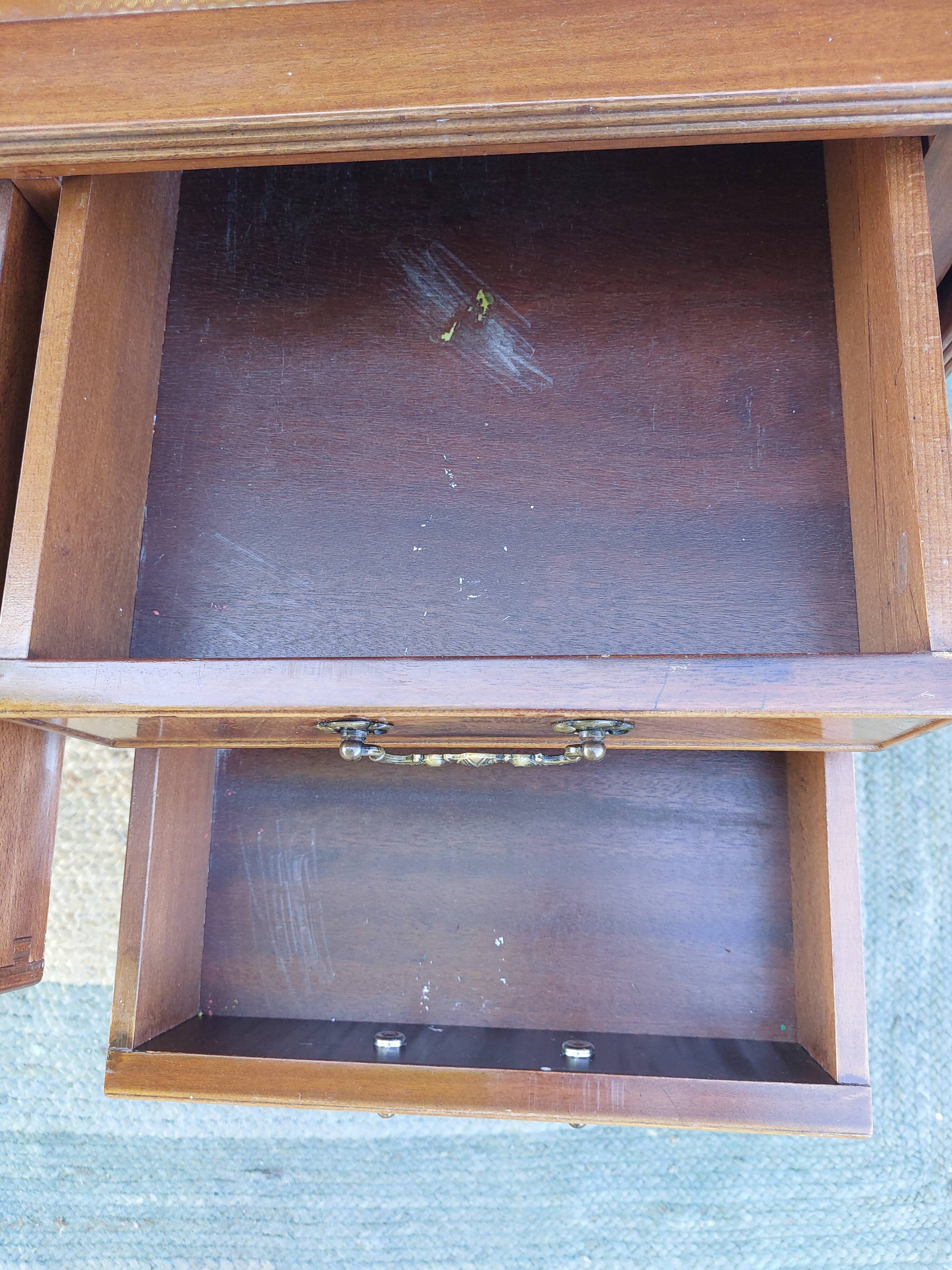 English desk and lyre chair, leather, extensions.
