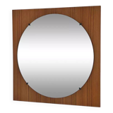 Round mirror from the 60s - 70s on a square wooden frame