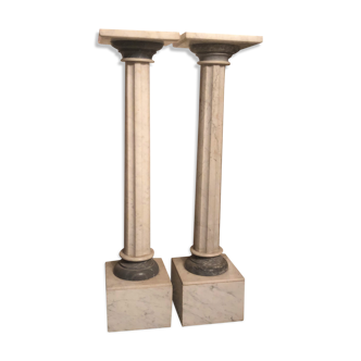 Ancient pair of Columns in Carrara tree Selette Gaine