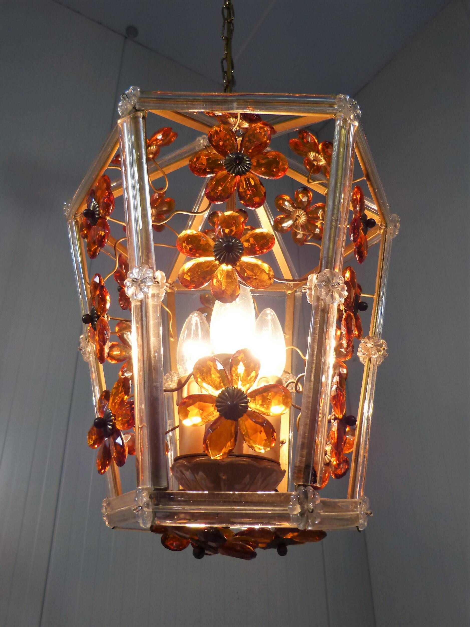 Glass flower hanging lamp 1950-60’s