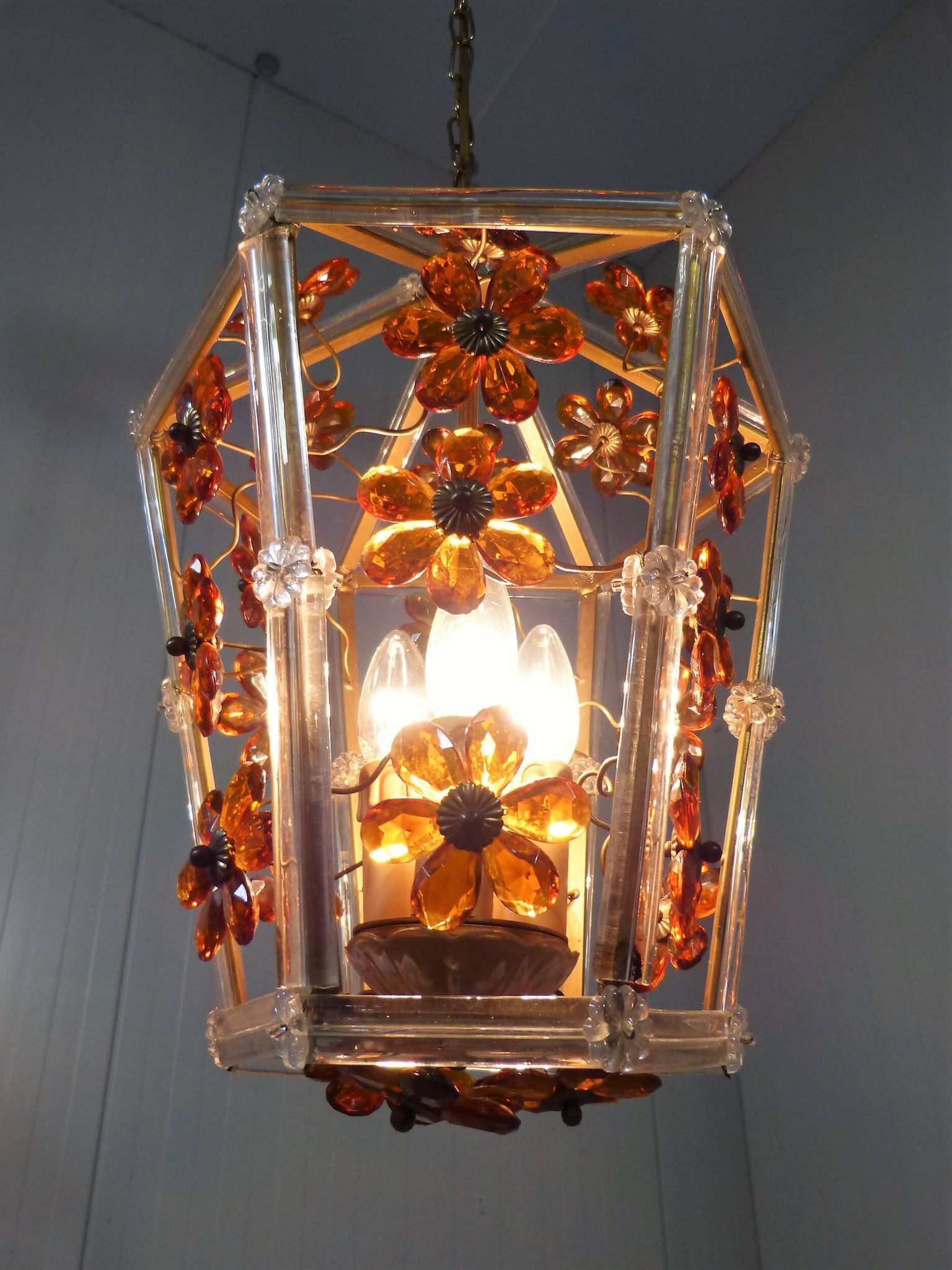 Suspension en verre en forme de fleur, années 1950-60