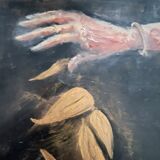 Oil painting on wood signed “golden autumn leaves”