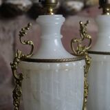 A pair of Neo Classical lacquered alabaster table lamps