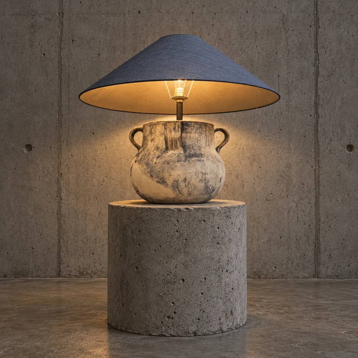 Grande lampe vase de Vallauris des années 1970 / marquée