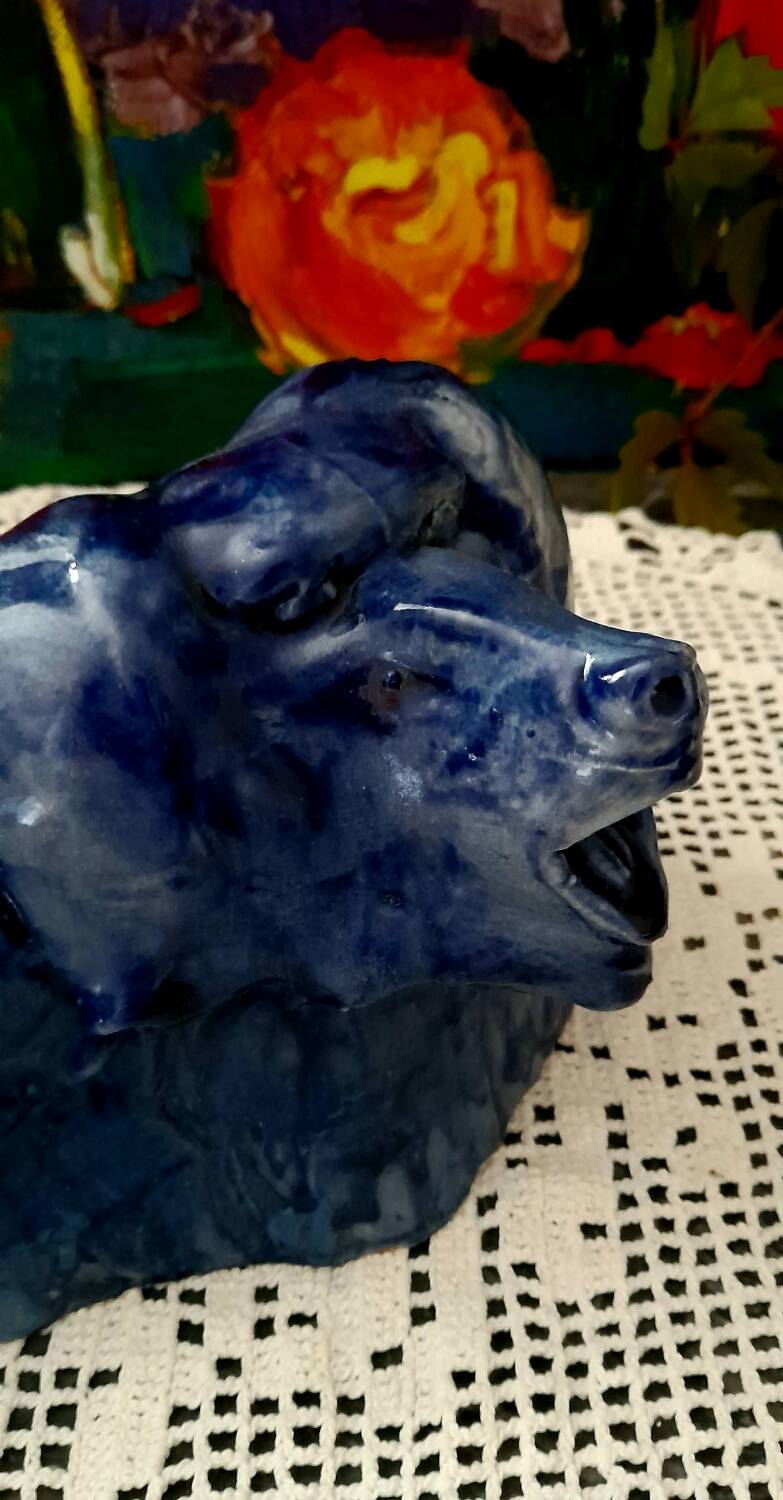 Ceramic Blue Baboons Art Crafts