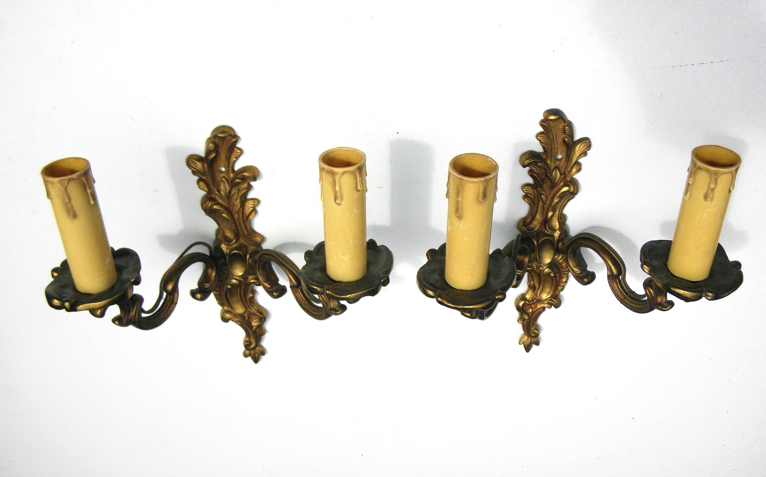 Pair of gold brass sconces